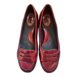B.O.C. Red Metallic Patent Leather Penny Loafer Slip On Flats Size 9.5 EUC